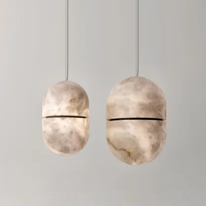 Byers Ellipsoidal Urban Metal Alabaster Pendant Light Hallway Living Room