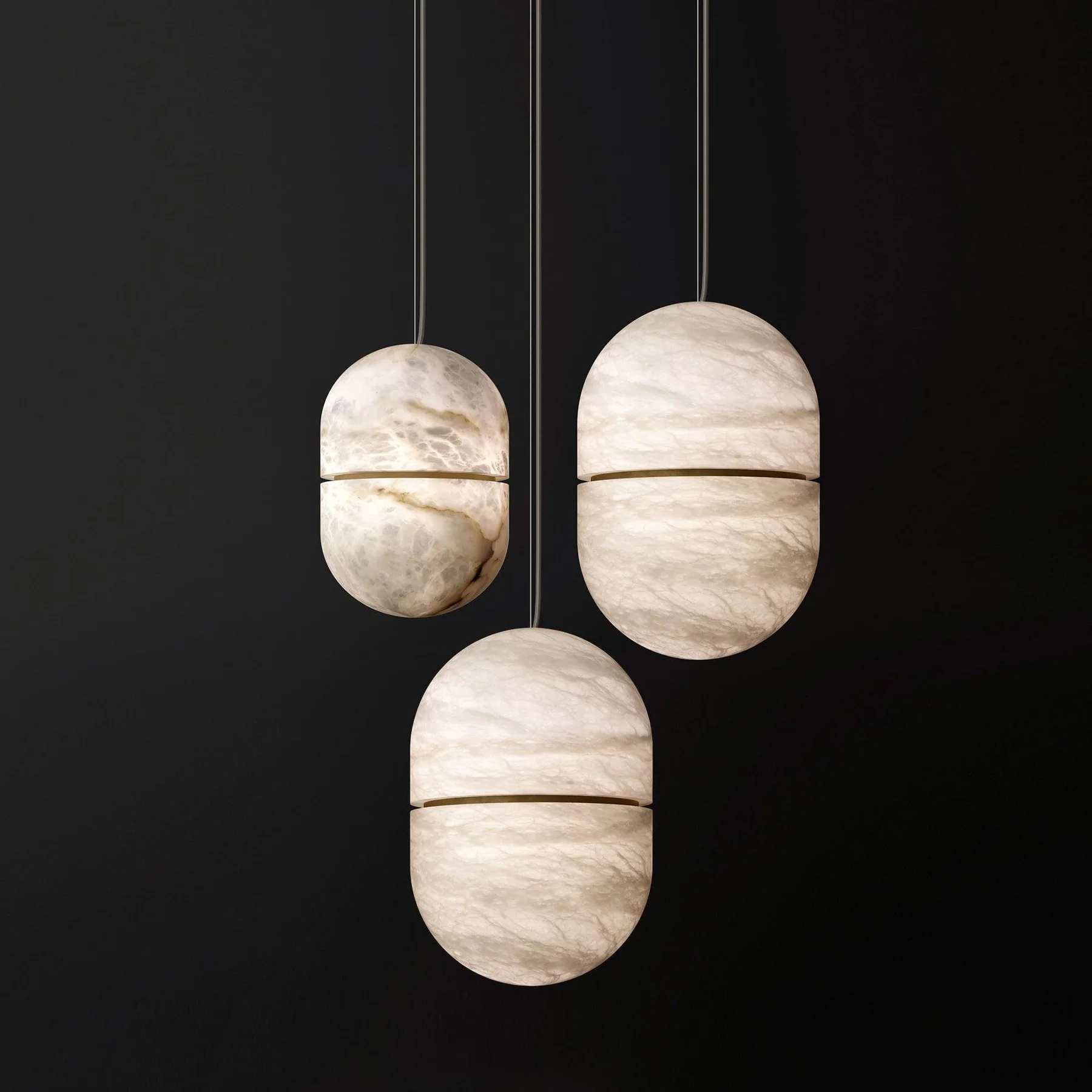 Byers Ellipsoidal Urban Metal Alabaster Pendant Light Hallway Living Room