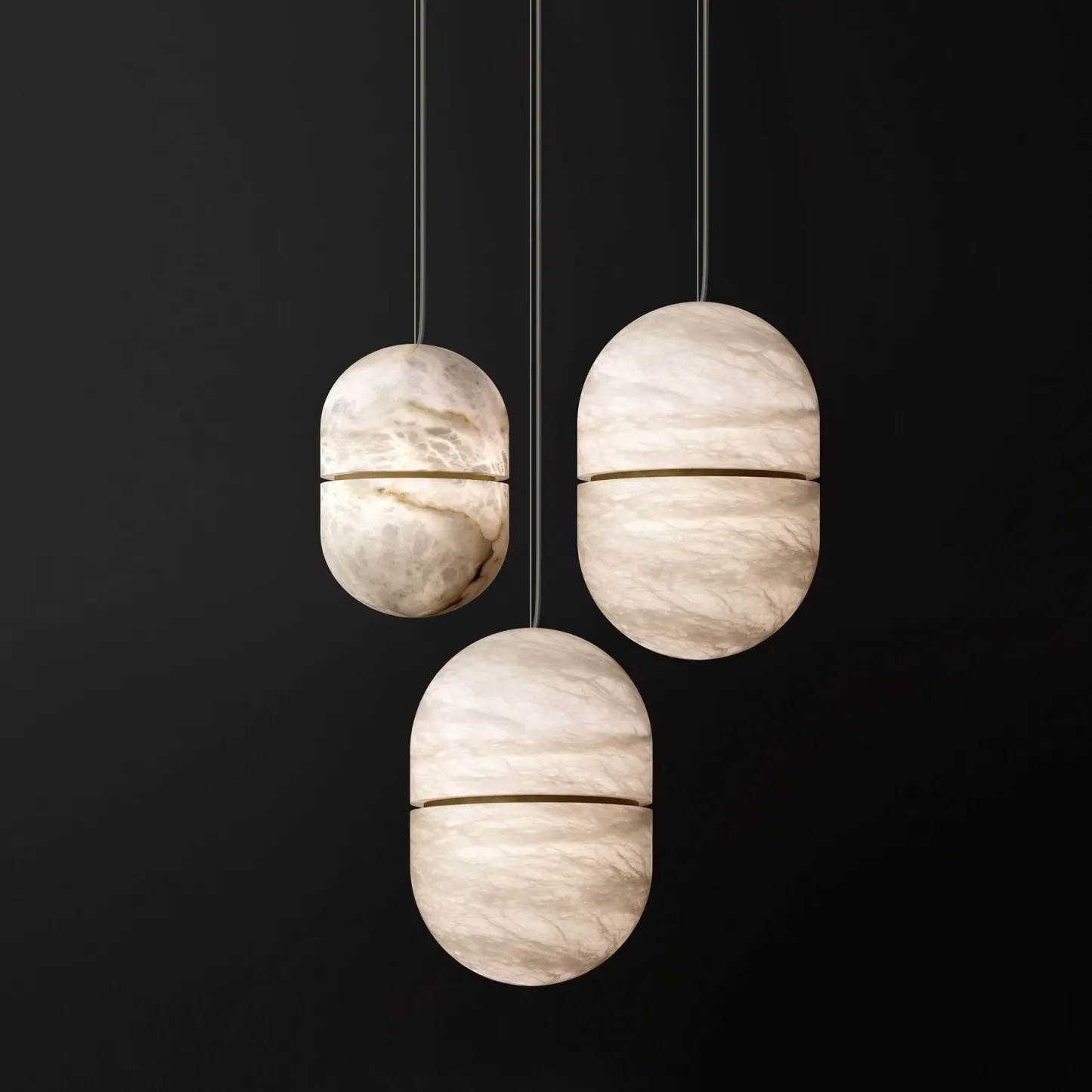 Byers Ellipsoidal Urban Metal Alabaster Pendant Light Hallway Living Room