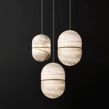Byers Ellipsoidal Urban Metal Alabaster Pendant Light Hallway Living Room