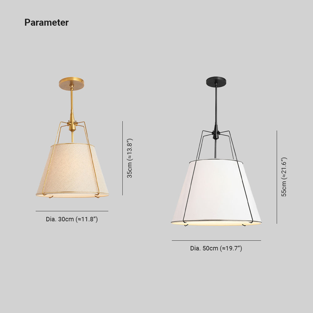 Renée Modern Conical Metal Fabric Pendant Light Dinging Room