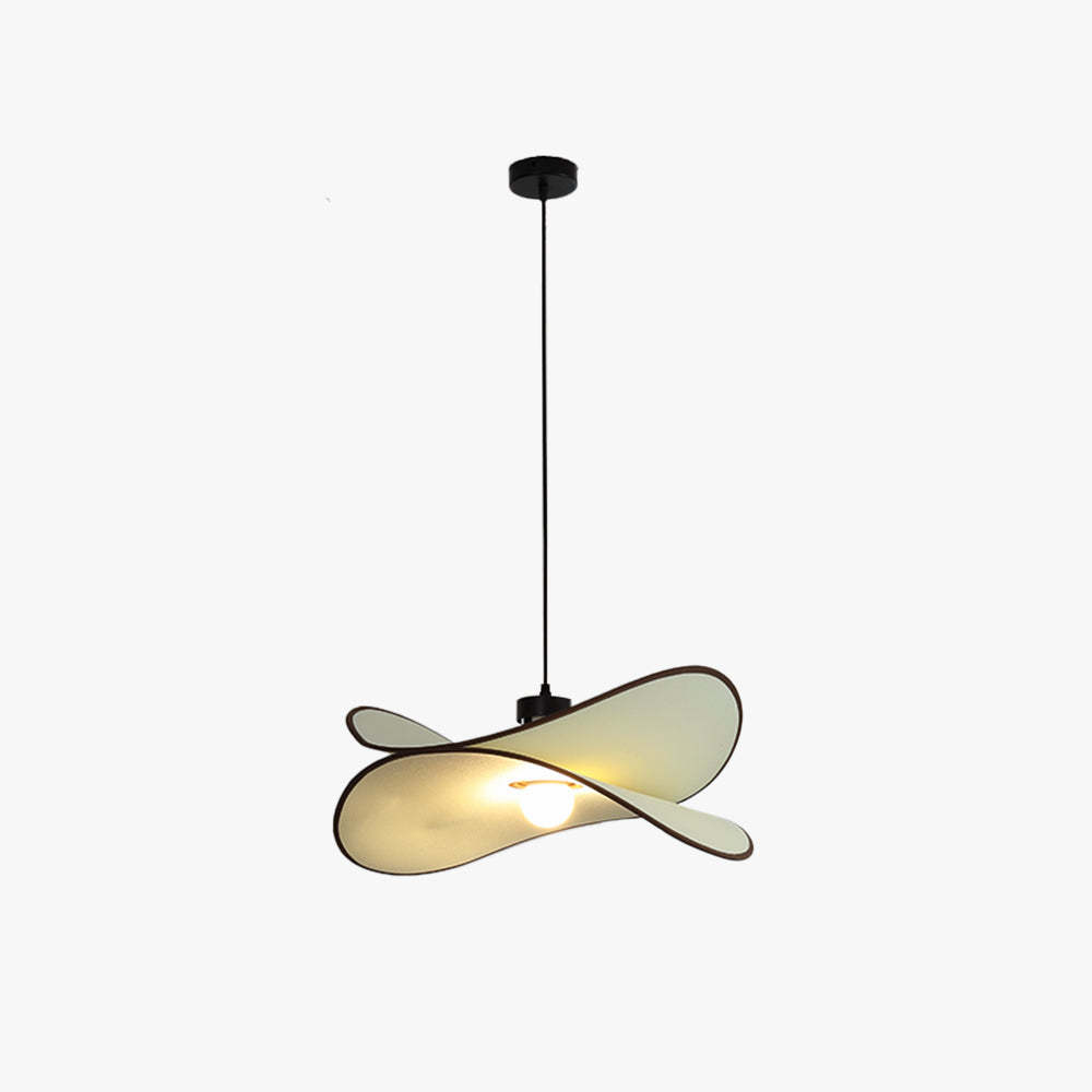 Ritta Wabi-Sabi Retro Leaf Metal Farbic LED Pendant Light Study Bedroom