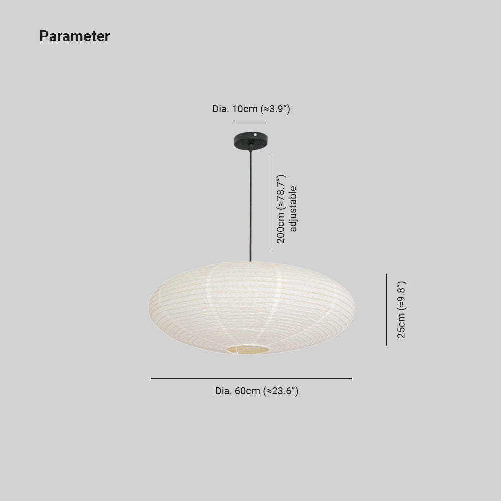 Ritta Wabi-Sabi Retro Globe Metal Paper LED Pendant Light Dining Room