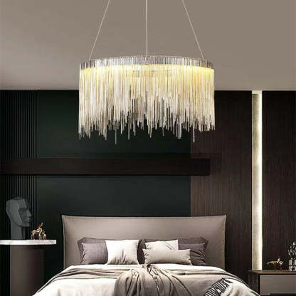 Arisha Colon Tassel Chain Art Deco Pendant Light Silver/Gold Living Room/Hall