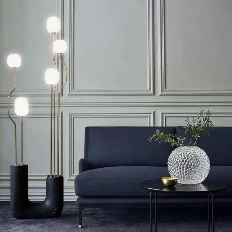 Russo Artistic Ball Glass Metal Floor Lamp