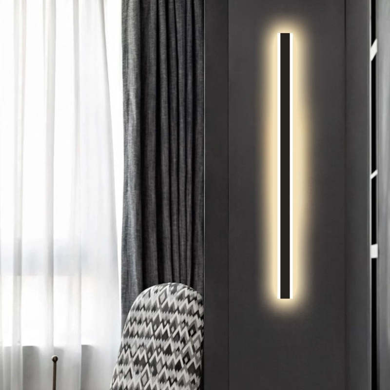 Orr Minimalist linear Metal Outdoor Wall Lamp, Black