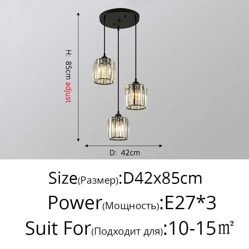 Herbert Modern Cluster Cylinder Glass Pendant Light, Black/Gold