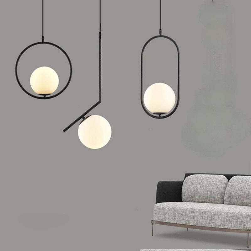 Valentina Modern Globe Metal/Glass Pendant Light, 3 Style