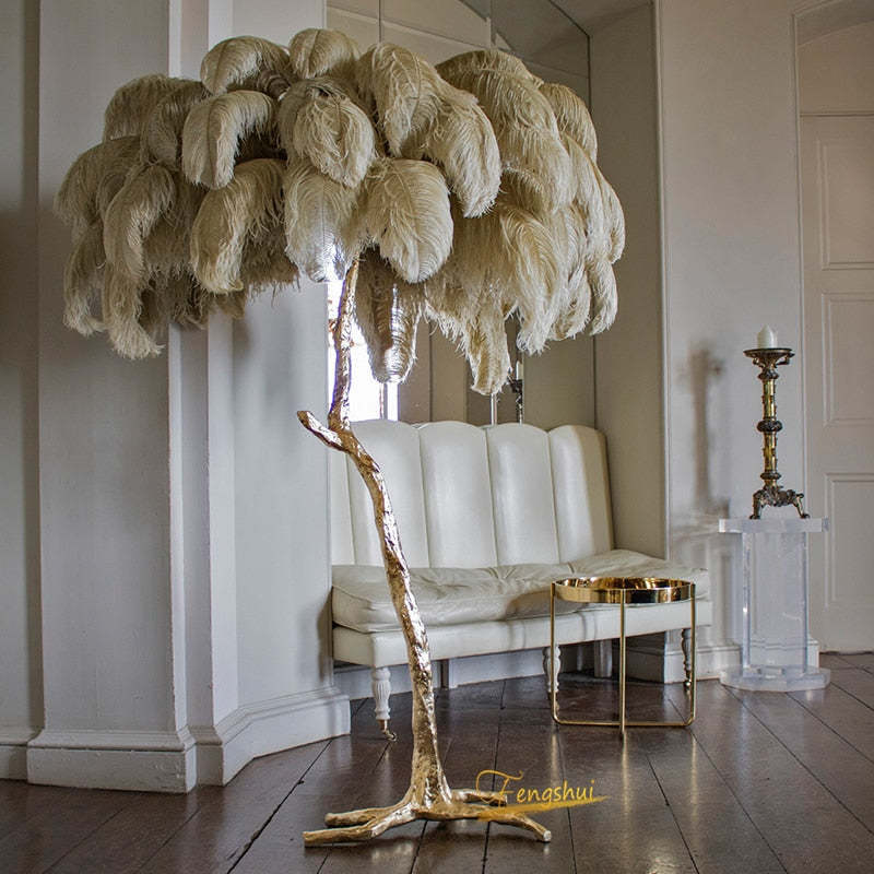 O'Moore Nordic Luxury Unique Ostrich Feather Floor Lamp/Table Lamp