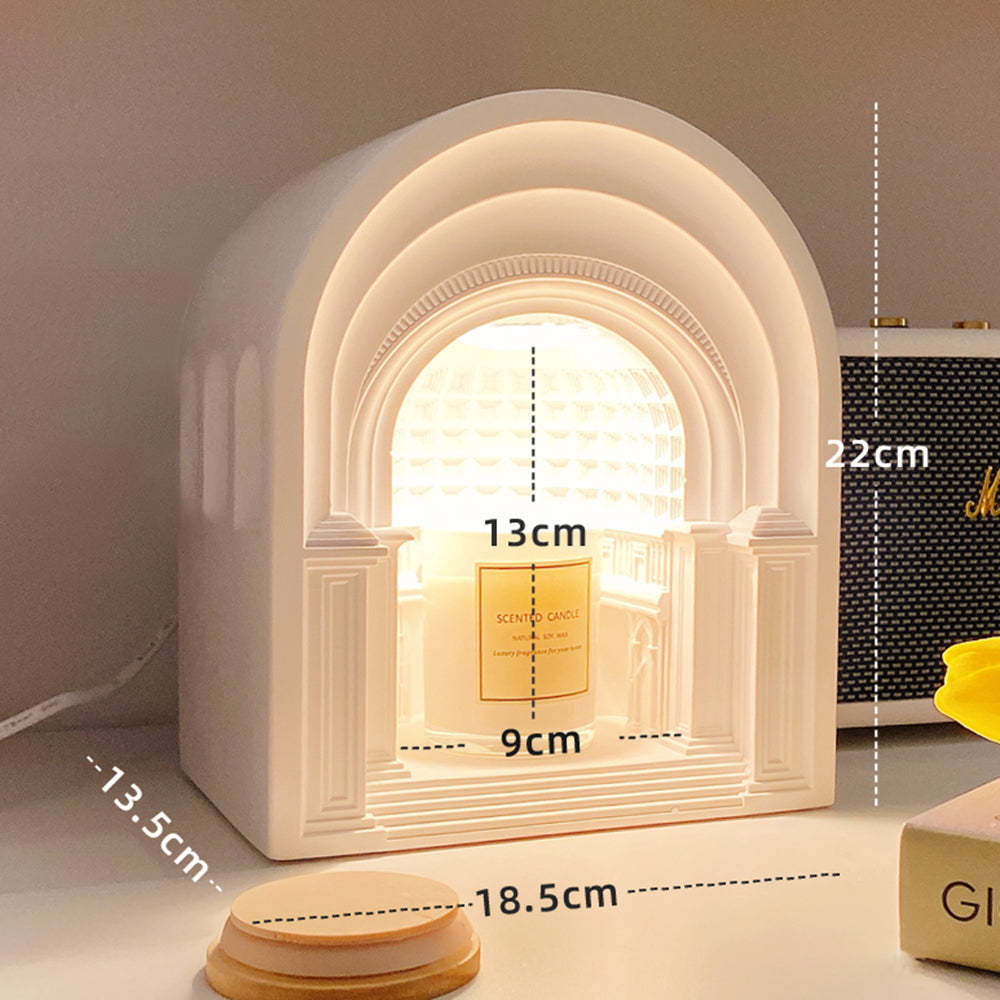 Félicie Art Deco Dome Candle Gypsum Table Lamp, White