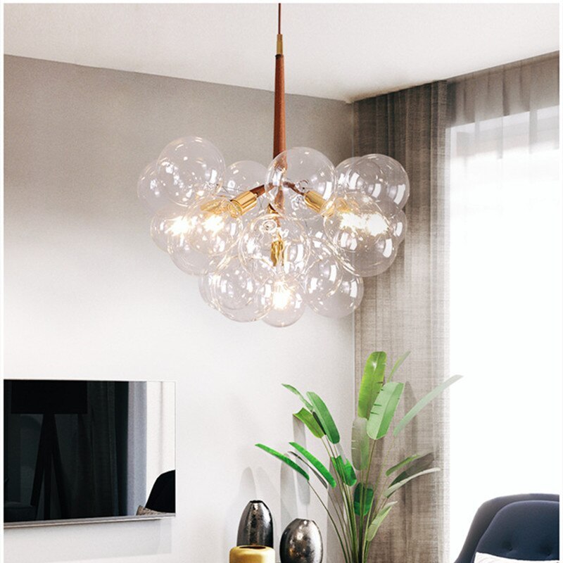 Valentina Nordic Luxury Clear Bubble Pendant Light White Black Coffee
