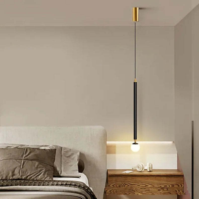 Carr Linear Metal Pendant Light, Black & Gold