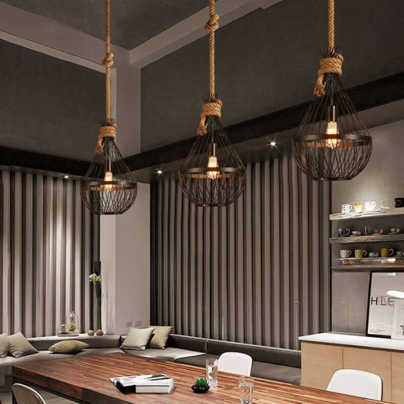 Epoch Industrial LED Pendant Light Black Metal Living Room