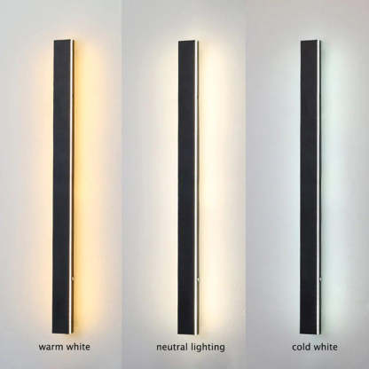 Edge Minimalist Linear Metal Outdoor Wall Lamp, Black, Balcony/Terrace