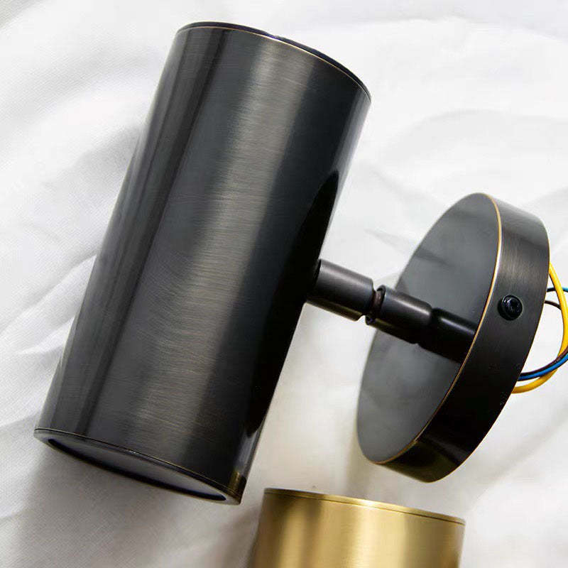 Freja Moden Spotlight cylindrical Metal Wall Lamp, Gold/Black