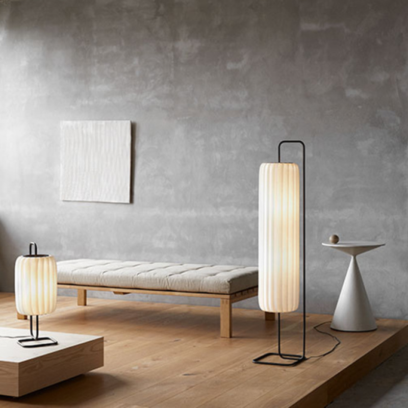 Renée Minimalist Column Fabric Metal Floor Lamp Bedroom