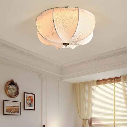 Ritta Retro Globe Metal Farbic LED Flush Mount Ceiling Light Bedroom