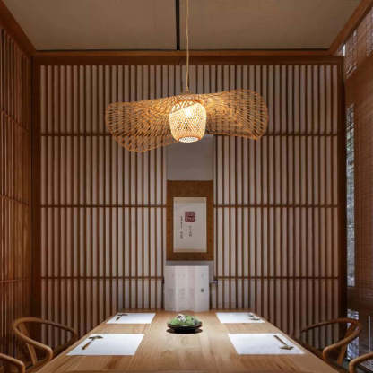 Muto Pendant Light Rattan/Metal, Gold, Kitchen Island