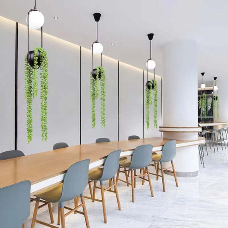 Plant Pot Pendant Lights above conference table