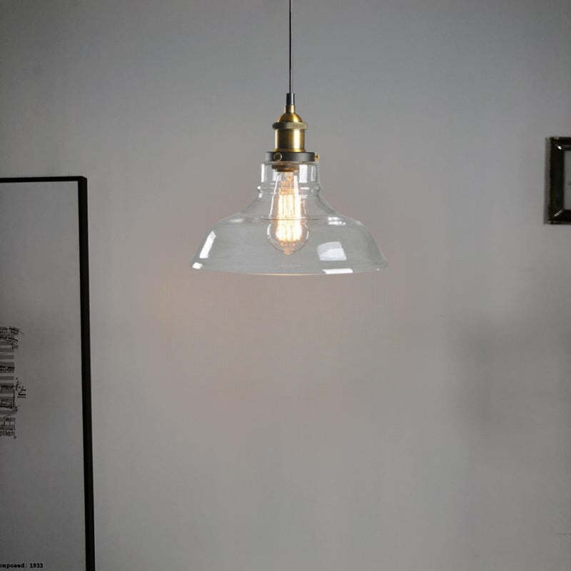 Levy Industrial Glass Pendant Light Clear/Amber/Smoke Grey
