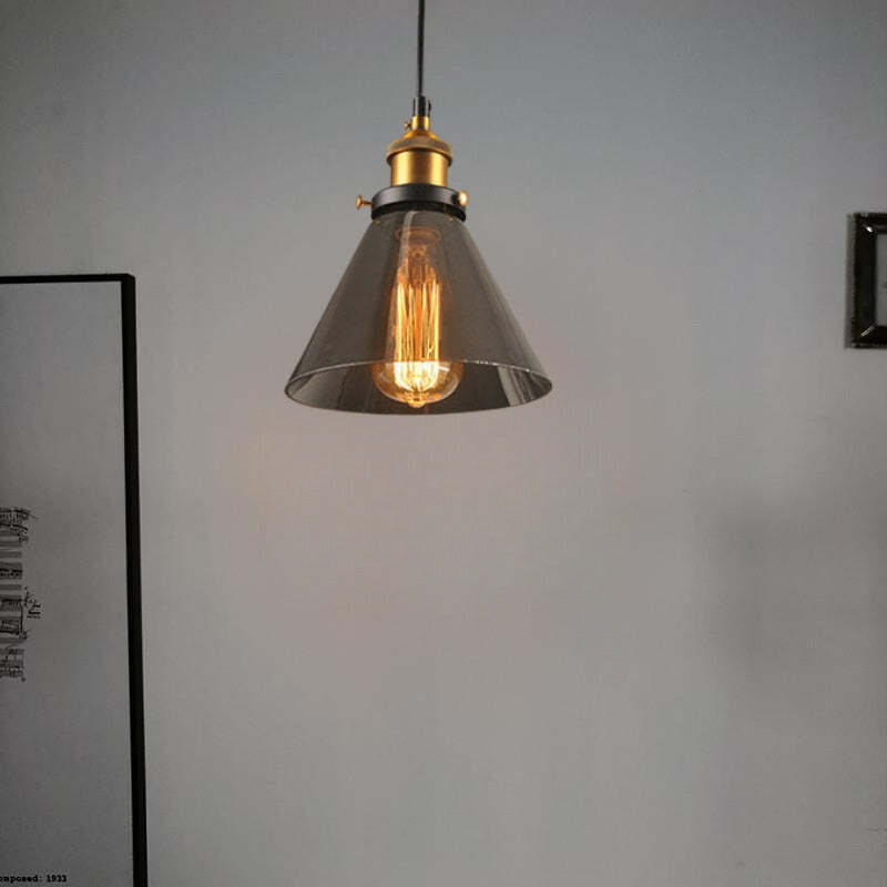 Levy Industrial Glass Pendant Light Clear/Amber/Smoke Grey