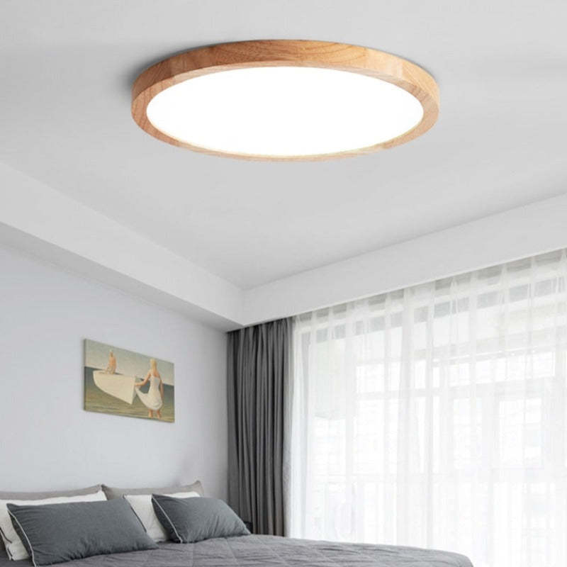 Ozawa Modern Wood Round Flush Mount Ceiling Lights 4 sizes