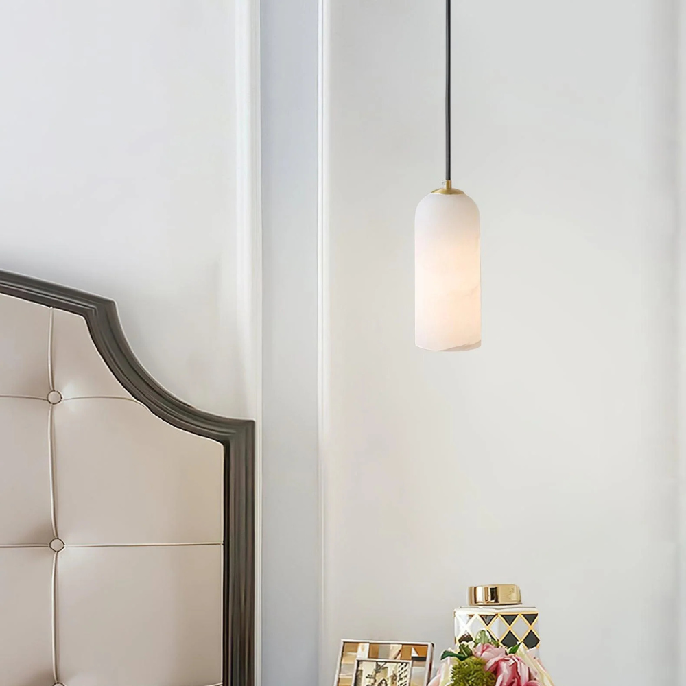 Jade Minimalism Metal Alabaster Pendant Light Bedroom Living Room