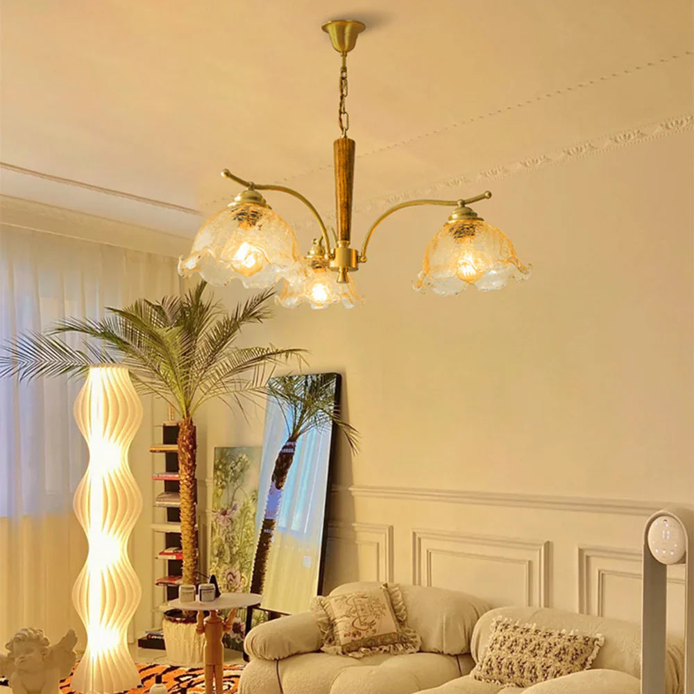 Lily Retro LED Metal Wood Chandeliers Living Room Bedroom