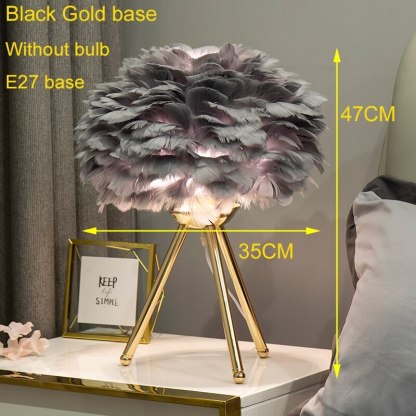 O'Moore Modern Feather Table Lamp Tripod, White/Grey/Pink/Hot Pink