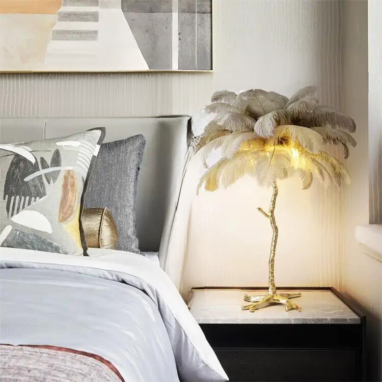 O'Moore Nordic Luxury Unique Ostrich Feather Floor Lamp/Table Lamp