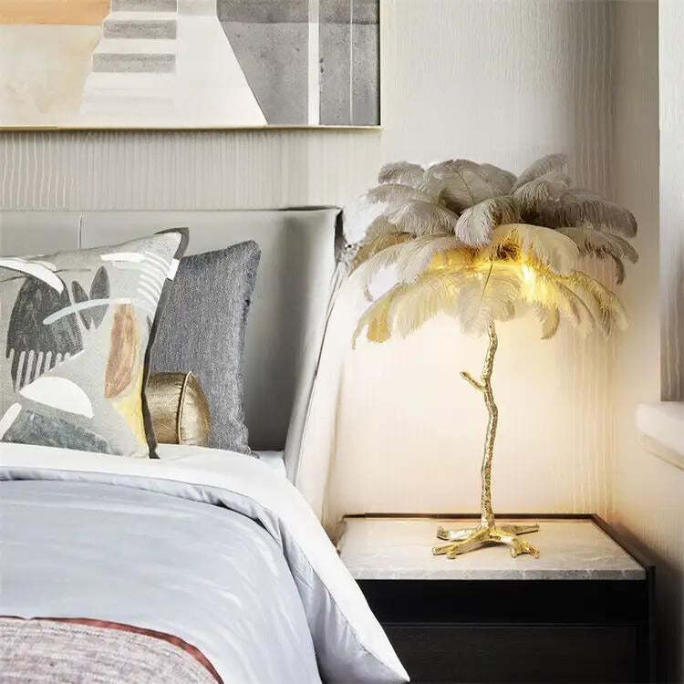 O'Moore Nordic Luxury Unique Ostrich Feather Floor Lamp/Table Lamp