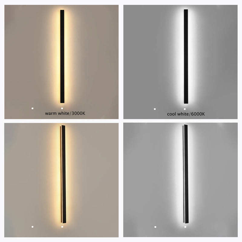 Edge Minimalist Linear Metal Outdoor Wall Lamp, Black, Balcony/Terrace