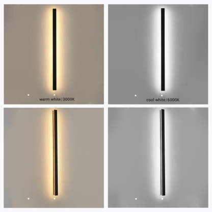 Edge Minimalist Linear Metal Outdoor Wall Lamp, Black, Balcony/Terrace