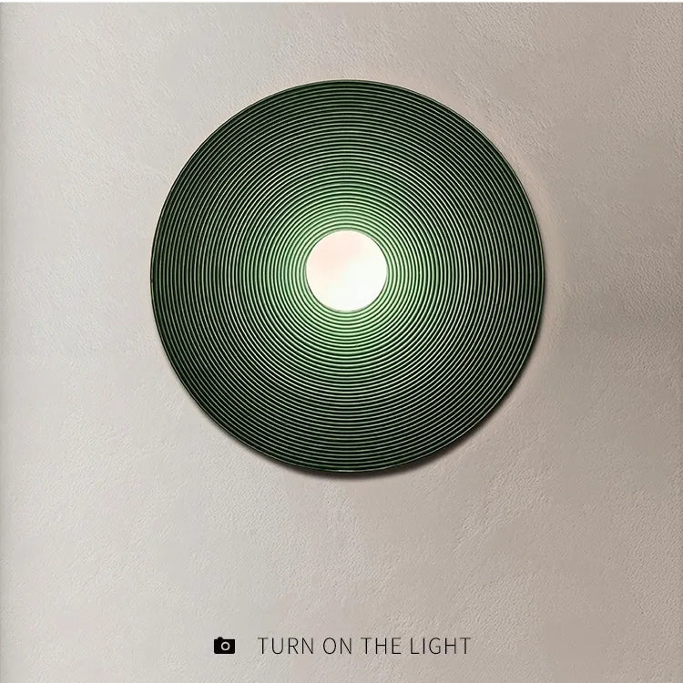 Elif Modern Round Indoor Wall Lamp Wood Bedroom Living Room