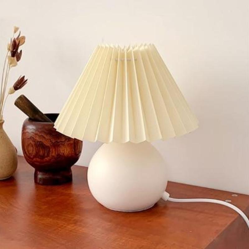 Ozawa Vintage Bedside Table Lamp, Cream/Beige/White, Rattan/Wood/Ceramic