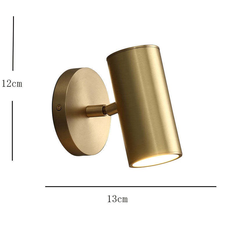 Freja Moden Spotlight cylindrical Metal Wall Lamp, Gold/Black