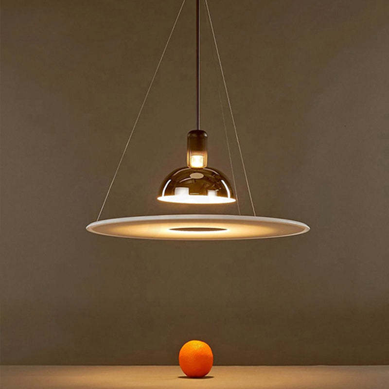 Levi Modern Minimalist Nordic Bell Metal/Acrylic Pendant Light, Chrome/Black