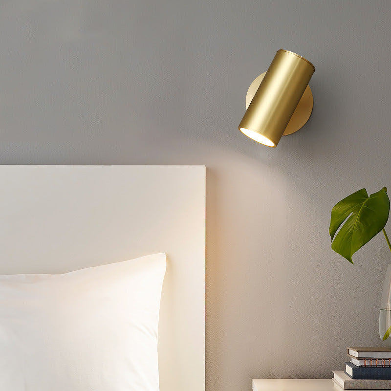 Freja Moden Spotlight cylindrical Metal Wall Lamp, Gold/Black