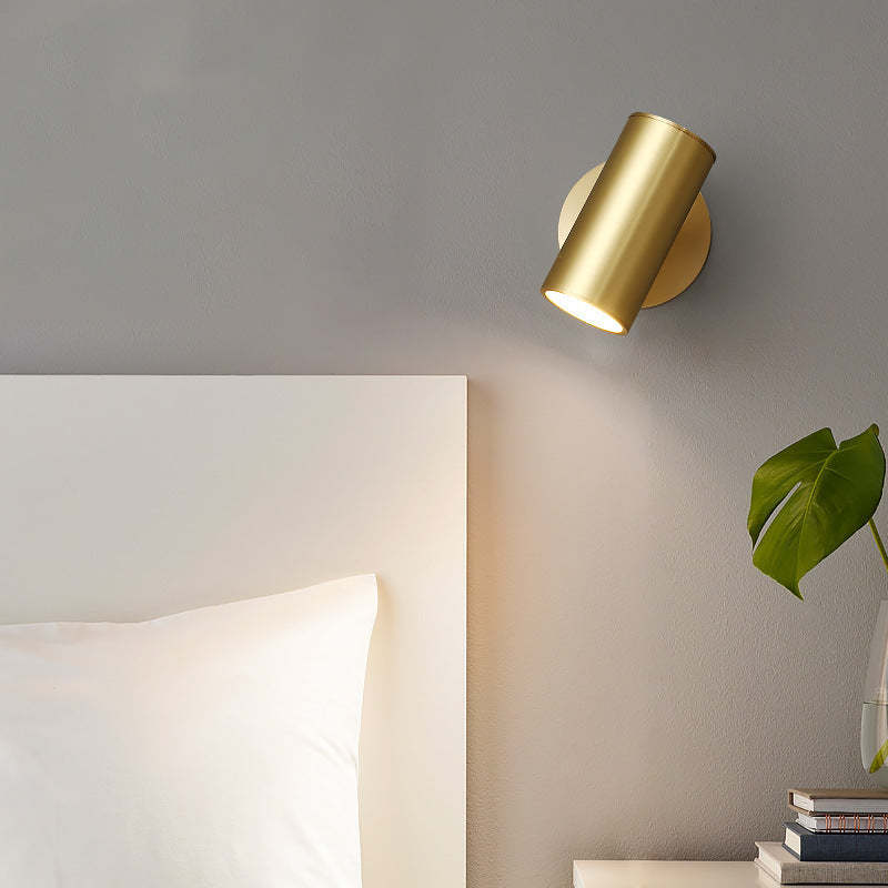 Freja Moden Spotlight cylindrical Metal Wall Lamp, Gold/Black