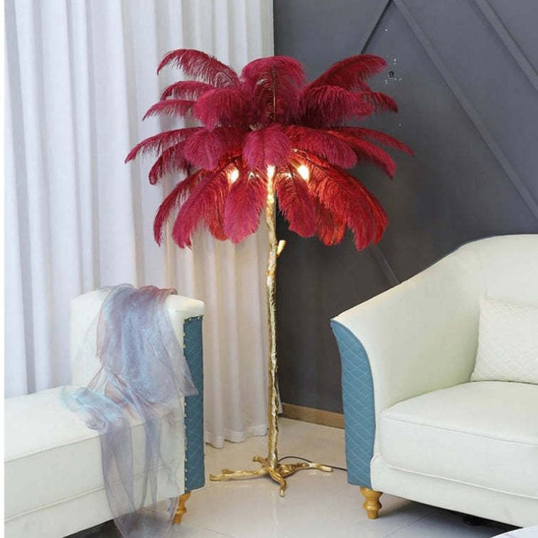 O'Moore Nordic Luxury Unique Ostrich Feather Floor Lamp/Table Lamp