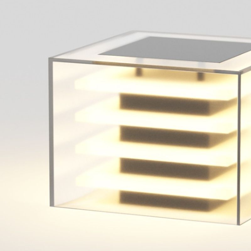 Riley Modern Rectangular Metal Acrylic Outdoor Solar Lamp, Black