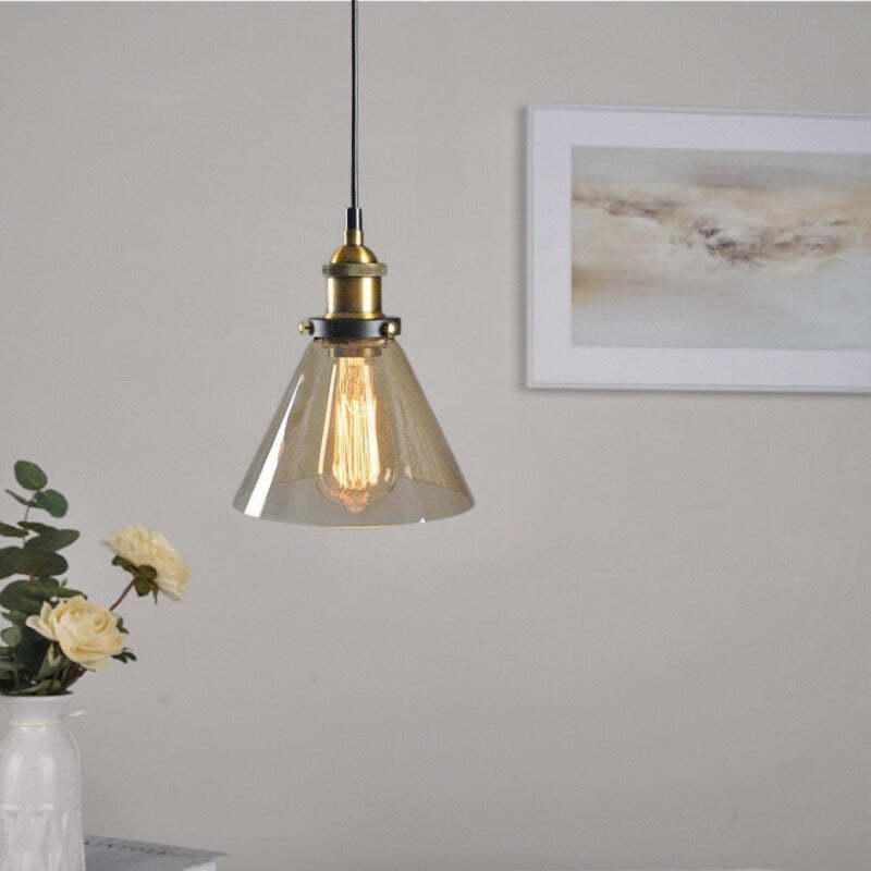 Levy Industrial Glass Pendant Light Clear/Amber/Smoke Grey