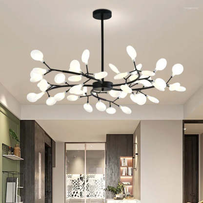 Olivia Unique Branch Firefly Art Deco Chandelier Black/Gold