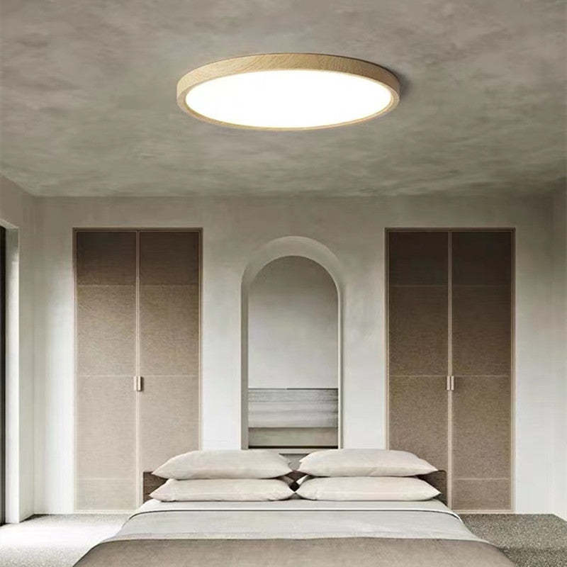Modern Wood Round Flush Mount Ceiling Light Living Room | Las Sola