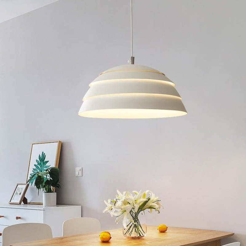 Design Semi-Globe Metal Pendant Light, Black/White | Las Sola