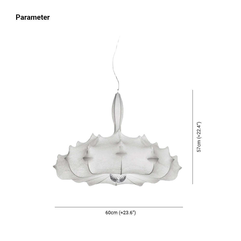 Renée Modern Artificial Silk/Metal Pendant Light, White