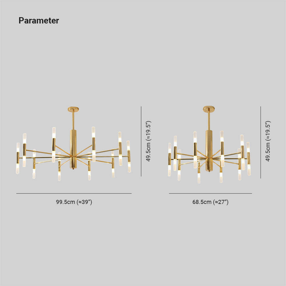 Marilyn Modern Cylindrical Metal Chandelier, Gold