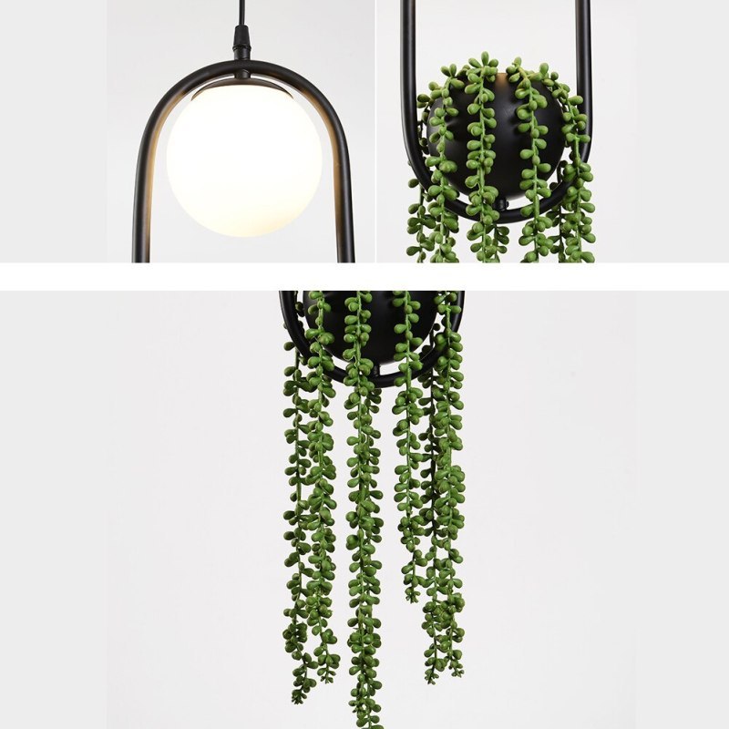 Las Sola Plant Pot Pendant Light with faux plant detail.