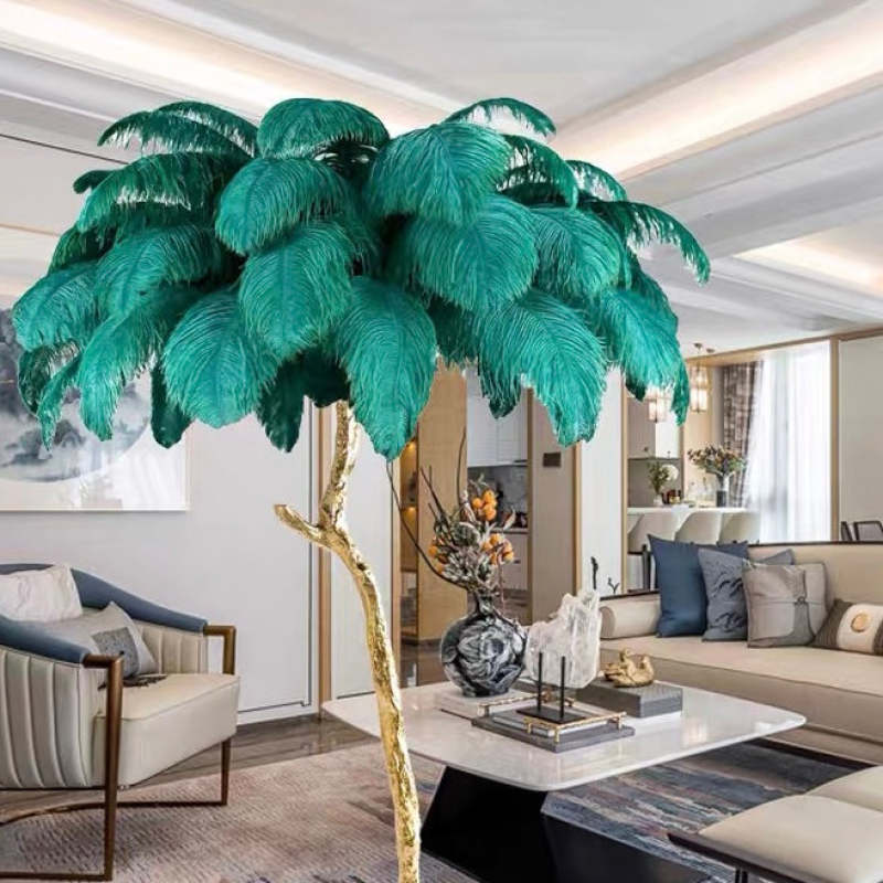 O'Moore Nordic Luxury Unique Ostrich Feather Floor Lamp/Table Lamp