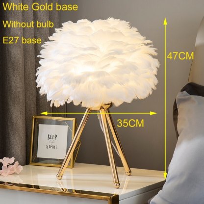 O'Moore Modern Feather Table Lamp Tripod, White/Grey/Pink/Hot Pink